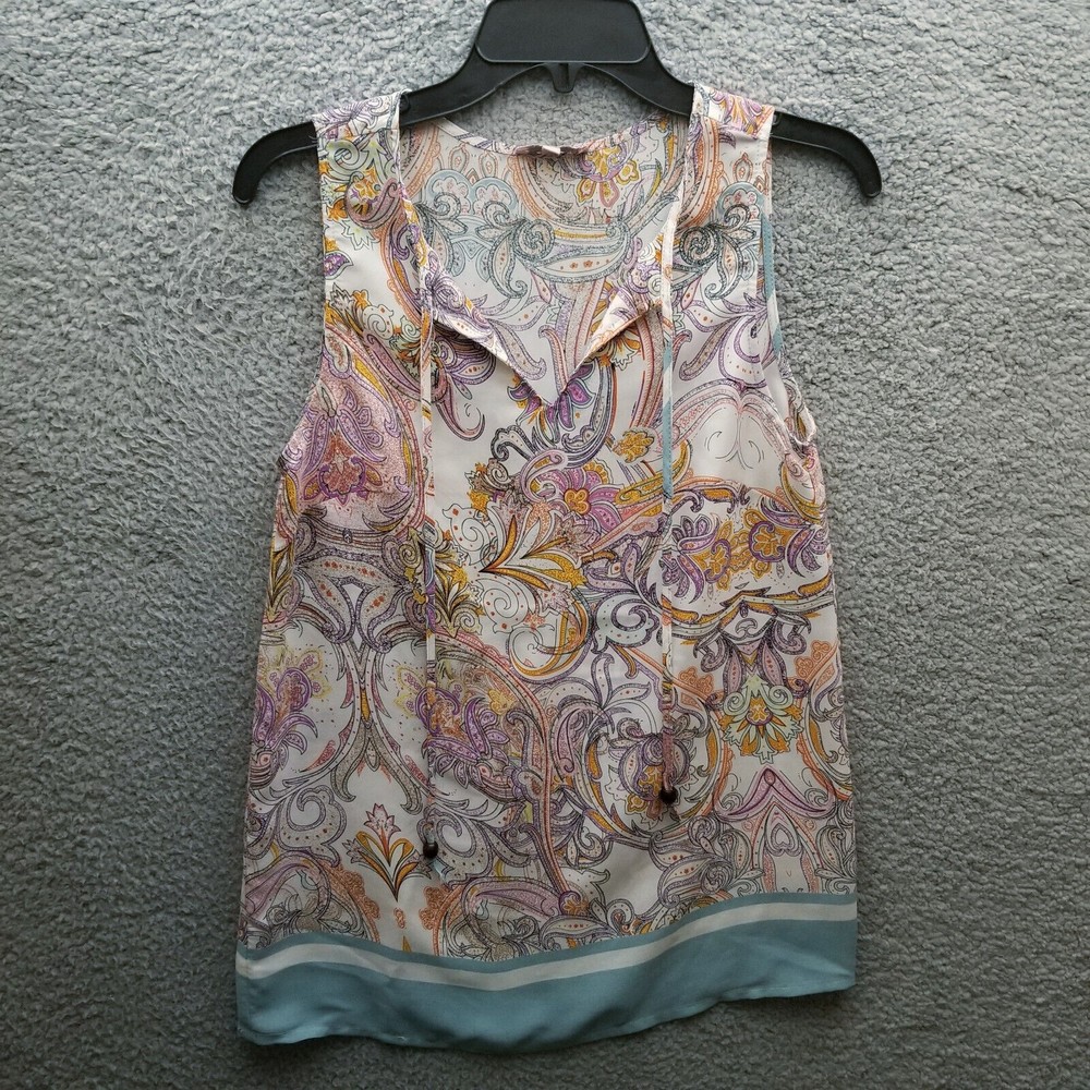 Saint Tropez Clothing XS West Tassled Floral Multicolor Blouse Top 33" 26.5" 0"